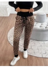Kadın Yüksek Bel Bağcıklı Desenli Iki Iplik Pantolon