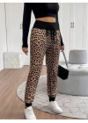 Kadın Yüksek Bel Bağcıklı Desenli Iki Iplik Pantolon