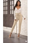 Kadın Yüksek Bel Beli Fırfırlı önden Bağlamalı Ithal Krep Pantolon