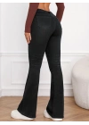 Kadın Yüksek Bel Cepli İspanyol Paçalı Kot Jeans Pantolon