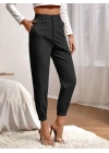 Kadın Yüksek Bel Cepli Paçası Lastikli Ithal Krep Pantolon