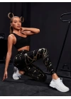 Kadın Yüksek Bel Desenli Spor Tayt