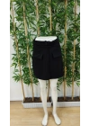 Kadın Yüksek Bel Düğmeli Asimetrik Kesim Cepli Kısa Ithal Krep şort Etek