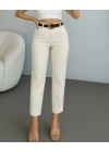 Kadın Yüksek Bel Gipe Detay Dar Paça Kısa Pantolon
