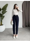 Kadın Yüksek Bel Kemer Dahil Hacuc Pantolon
