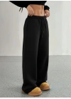 Kadın Yüksek Bel Lastikli Bağcıklı Geniş Kesim Dalgıç Pantolon