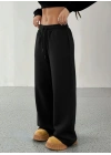 Kadın Yüksek Bel Lastikli Bağcıklı Geniş Kesim Dalgıç Pantolon