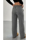 Kadın Yüksek Bel Lastikli Bağcıklı Geniş Kesim Kazayağı Dalgıç Pantolon