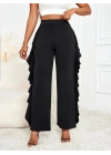 Kadın Yüksek Bel Yanları Volanlı Cepli Sandy Pantolon