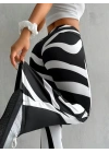 Kadın Yüksek Bel Zebra Desenli Dalgıç Tayt