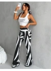 Kadın Yüksek Bel Zebra Desenli Dalgıç Tayt