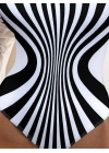 Kadın Yuvarlak Yaka Askılı Zebra Desen Baskılı Dalgıç Mayo