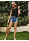 Kadın Yuvarlak Yaka Kolları Fırfırlı Krep Bluz