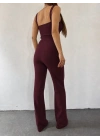 Kadın Zincir Askılı Krop Ithal Krep Bluz Ve Pantolon Ikili Takım