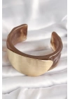 Kahverengi Mermer Desen Akrilik Plastik Gold Oval Plaka Model Vintage Kadın Bilezik