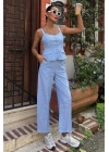 Kalın Askılı Bluz Pantolon Keten Takım 10187
