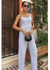 Kalın Askılı Bluz Pantolon Keten Takım 10187
