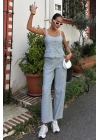 Kalın Askılı Bluz Pantolon Keten Takım 10187