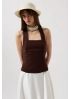 Kalın Askılı Crop Bluz
