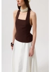 Kalın Askılı Crop Bluz