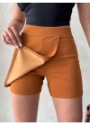 Kapaklı şort etek camel s208