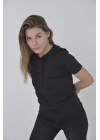 Kapşonlu Slim Fit T-shirt - Siyah