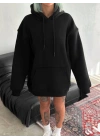 Kapşonlu Üç İplik Penye Basic SweatShirt - Siyah