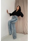 Kar Yıkama Yan Yırtmaçlı Jeans Pantolon