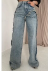 Kar Yıkama Yan Yırtmaçlı Jeans Pantolon