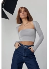 Kara Yaka Uzun Kollu Crop - Taş