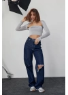 Kara Yaka Uzun Kollu Crop - Taş