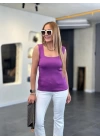Kare Yaka Kalın Askılı Beyaz Triko Bluz