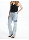 Kargo cep kar yıkama jeans pantolon