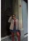 KAŞE FERMUARLI BLUZ - Vizon