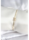 Kelebek Figürlü Zirkon Taşlı Gold Renk Pirinç Kadın Bileklik