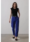 Kemerli Havuç Pantolon - Saks