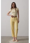 Kemerli Havuç Pantolon - Sarı