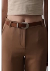 Kemerli Havuç Pantolon - Taba