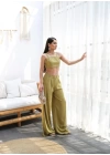 Keten Gi̇peli̇ Crop Ve Pantolon İki̇li̇ Takim