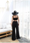 Keten Gi̇peli̇ Crop Ve Pantolon İki̇li̇ Takim