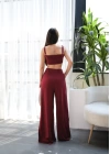 Keten Gi̇peli̇ Crop Ve Pantolon İki̇li̇ Takim