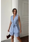 KETEN YELEK - ŞORT TAKIM - Mavi