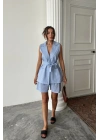 KETEN YELEK - ŞORT TAKIM - Mavi