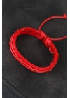 Kırmızı Renk Ayarlamalı İpli Deri Erkek Bileklik