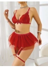 Kırmızı Tül etekli Fantezi Kostüm 2211