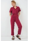 Kısa Kol Ayrobin Tulum 7030 - Bordo