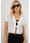 Kısa Kol Crop Bluz 958 - Beyaz