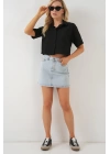 Kısa Kol Crop Gömlek 20341 - Siyah