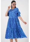Kısa Kol Desenli Elbise 2553 - Saks