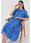 Kısa Kol Desenli Elbise 2553 - Saks